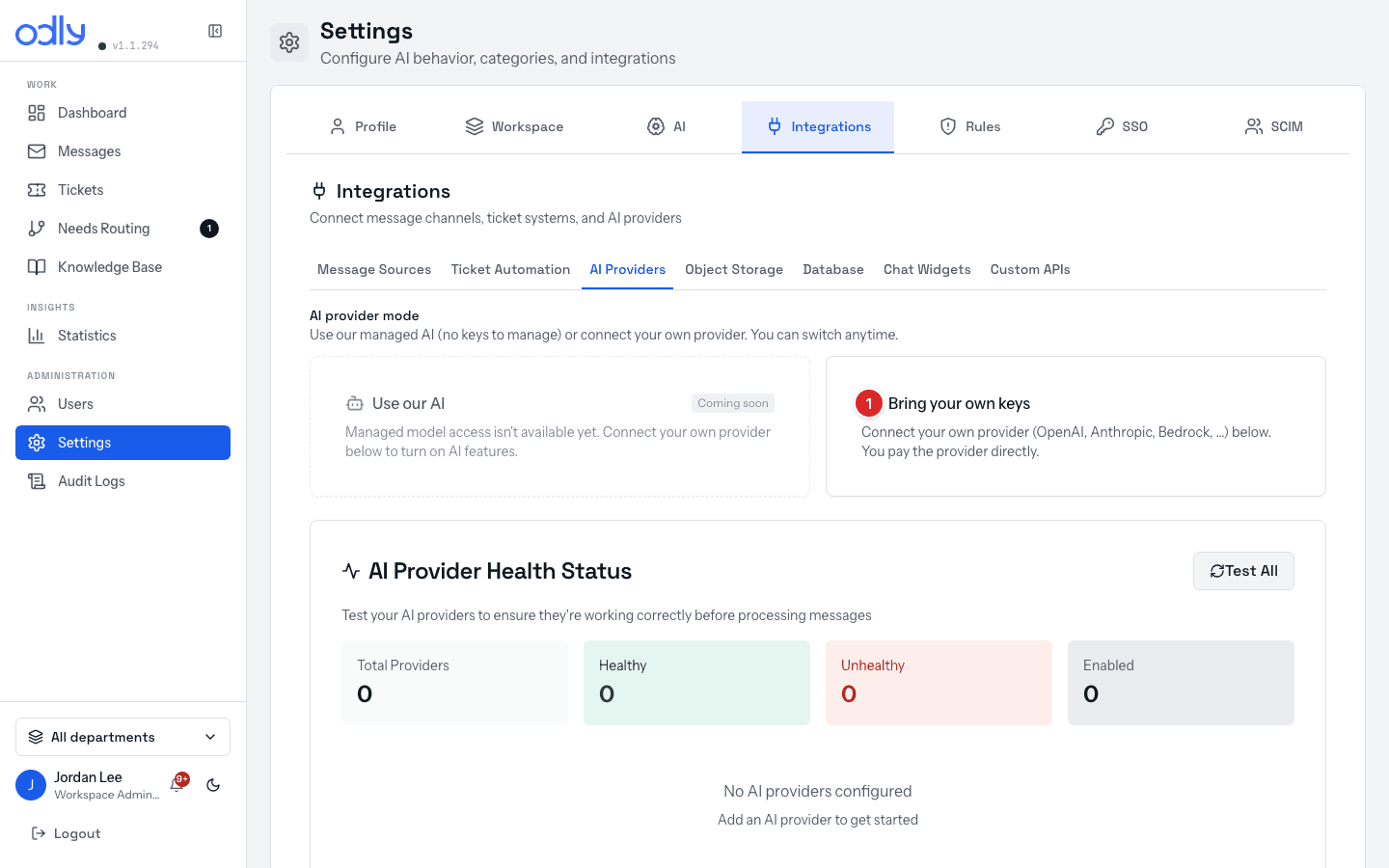 AI Providers — bring your own keys