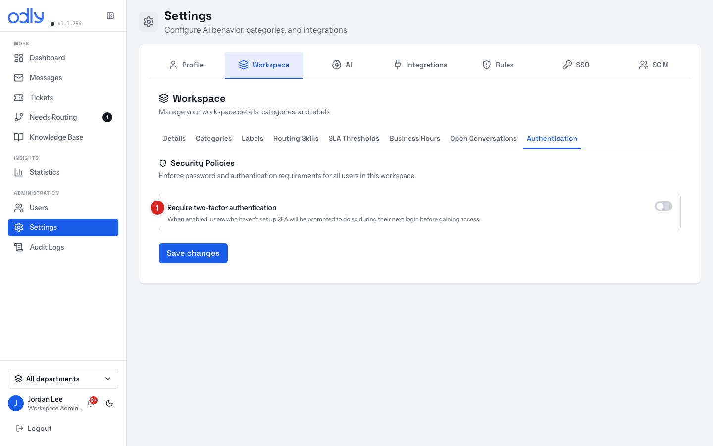 Authentication — Require two-factor authentication