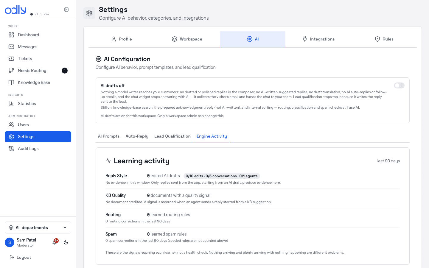 Settings → AI → Engine Activity