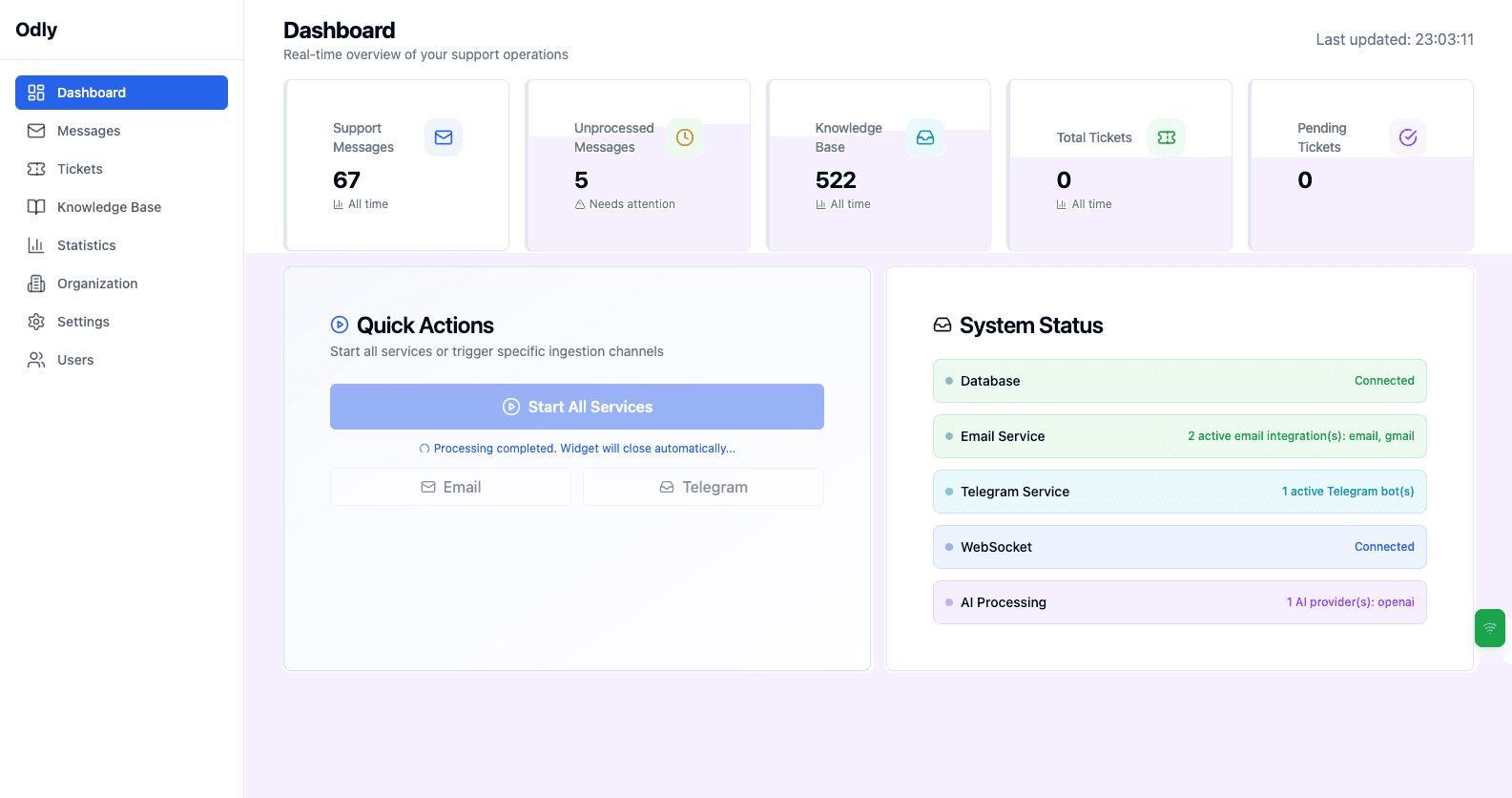 Odly Platform Dashboard