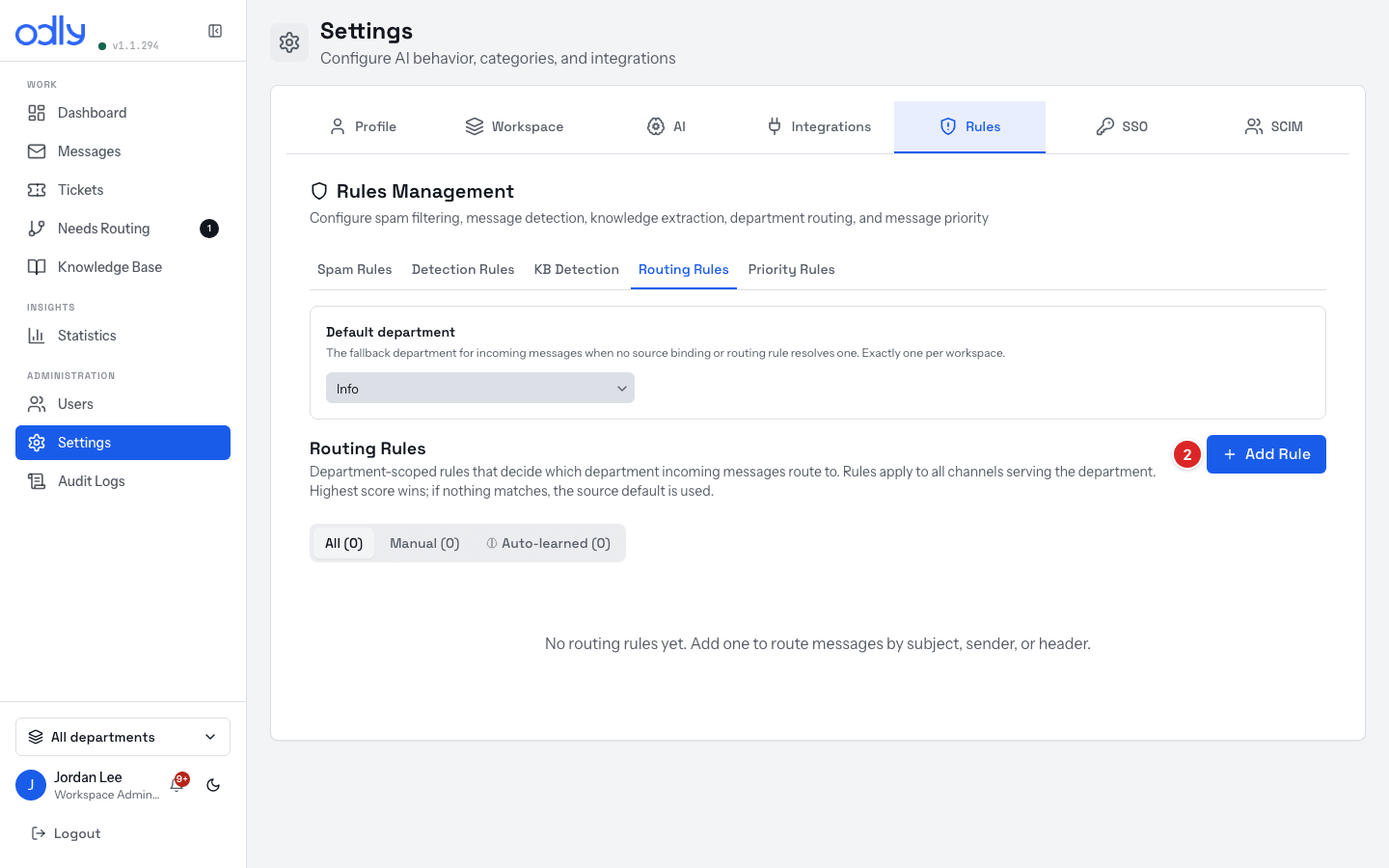 Routing Rules — Add Rule